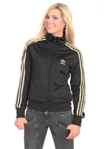 adidas firebird jacket black gold